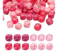 PATIKIL 100Pcs Acrylic Dice Bead, 8mm/0.3" Cube Dice Charm Beads Cute Keychain Pendant for Bracelets Necklaces Earrings DIY Crafts Jewelry Making, Magenta Bloom Set