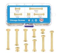 PATIKIL 100Pcs Chicago Screws, M5 x 10/20/30/40/50mm Plated Chicago Screw Phillips Binding Post Screw Rivets for Leather Belt Scrapbook, Gold