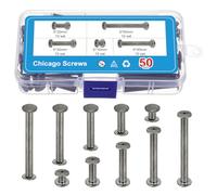 PATIKIL 100Pcs Chicago Screws, M5 x 10/20/30/40/50mm Plated Chicago Screw Phillips Binding Post Screw Rivets for Leather Belt Scrapbook, Black Nickel