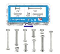 PATIKIL 100Pcs Chicago Screws, M5 x 10/20/30/40/50mm Plated Chicago Screw Phillips Binding Post Screw Rivets for Leather Belt Scrapbook, Silver