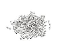 PATIKIL 100Pcs Cord End Caps 1.2mm End Cap Barrel Beads Kumihimo End Caps Brass for Leather Cord, Tassels, Jewelry Making 2mm Length Silver
