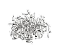 PATIKIL 100Pcs Cord End Caps 2mm End Cap Barrel Beads Kumihimo End Caps Brass for Leather Cord, Tassels, Jewelry Making 2.5mm Length Silver