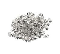 PATIKIL 100Pcs Cord End Caps 5mm End Cap Barrel Beads Kumihimo End Caps Brass for Leather Cord, Tassels, Jewelry Making 5.5mm Length White