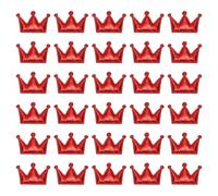 PATIKIL 100Pcs Crown Appliques Sew on Patches, Shiny Crown Embellishment Patches PU Padded Fabric Charms for DIY Craft Scrapbooking Decoration Wedding Home Decor, Wine Red