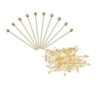 PATIKIL 100Pcs Gold Ball Head Pins 24 Gauge 25mm Wire Head Pins Brass Round Ball Head Pins Metal End Head Pins for DIY Craft Bracelets