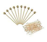 PATIKIL 100Pcs Gold Plated Ball Head Pins 24 Gauge 16mm Wire Head Pins Brass Round Ball Head Pins Metal End Head Pins for DIY Craft Bracelets