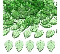 PATIKIL 100Pcs Grass Green Leaf Czech Glass Beads for DIY Jewelry Making
