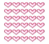 PATIKIL 100Pcs Heart Appliques Sew on Patches, Shiny Heart Embellishment Patches PU Padded Fabric Charms for DIY Craft Scrapbooking Decoration Wedding Home Decor, Pink
