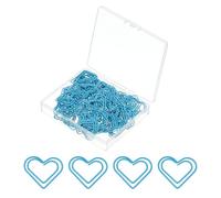 PATIKIL 100pcs Paper Clip, Heart Style Paper Clip Small Cute Rust-Proof Metal Strong Durable Bulk for Office Home, 23mm, Blue