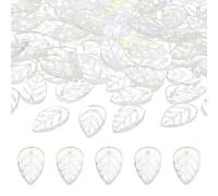 PATIKIL 100Pcs Shiny White Leaf Glass Beads for DIY Jewelry Making
