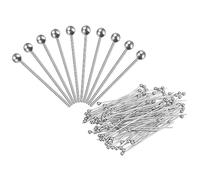 PATIKIL 100Pcs Silver Plated Ball Head Pins 24 Gauge 16mm Wire Head Pins Brass Round Ball Head Pins Metal End Head Pins for DIY Craft Bracelets