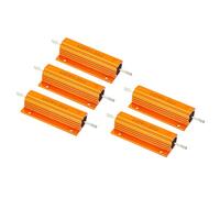 PATIKIL 100W 0.2 Ohm Aluminum Shell Resistor, 5 Pack Aluminum Housing Resistor Housed Case Wirewound Resistors Screw Tap Power Resistor, Golden