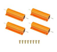 PATIKIL 100W 0.2 Ohm Aluminum Shell Resistor with Screws, 4 Set Aluminum Housing Resistor Housed Case Wirewound Resistors Screw Tap Power Resistor, Golden