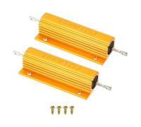 PATIKIL 100W 1 Ohm Aluminum Shell Resistor with Screws, 2 Set Aluminum Housing Resistor Housed Case Wirewound Resistors Screw Tap Power Resistor, Golden