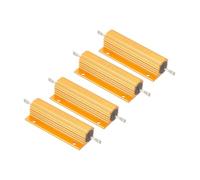 PATIKIL 100W 10 Ohm Aluminum Shell Resistor, 4 Pack Aluminum Housing Resistor Housed Case Wirewound Resistors Screw Tap Power Resistor 5% Tolerance, Golden