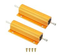 PATIKIL 100W 15 Ohm Aluminum Shell Resistor with Screws, 2 Set Aluminum Housing Resistor Housed Case Wirewound Resistors Screw Tap Power Resistor, Golden