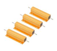 PATIKIL 100W 16 Ohm Aluminum Shell Resistor, 4 Pack Aluminum Housing Resistor Housed Case Wirewound Resistors Screw Tap Power Resistor 5% Tolerance, Golden
