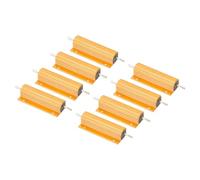 PATIKIL 100W 1K Ohm Aluminum Shell Resistor, 8 Pack Aluminum Housing Resistor Housed Case Wirewound Resistors Screw Tap Power Resistor 5% Tolerance, Golden
