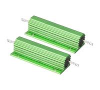 PATIKIL 100W 2.2 Ohm Aluminum Shell Resistor, 2 Pack Aluminum Housing Resistor Housed Case Wirewound Resistors Screw Tap Power Resistor 5% Tolerance, Green