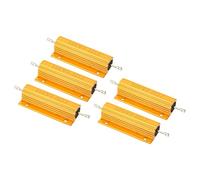 PATIKIL 100W 2.2 Ohm Aluminum Shell Resistor, 5 Pack Aluminum Housing Resistor Housed Case Wirewound Resistors Screw Tap Power Resistor, Golden