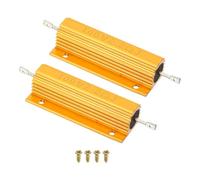PATIKIL 100W 2.2 Ohm Aluminum Shell Resistor with Screws, 2 Set Aluminum Housing Resistor Housed Case Wirewound Resistors Screw Tap Power Resistor, Golden