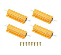 PATIKIL 100W 2.2 Ohm Aluminum Shell Resistor with Screws, 4 Set Aluminum Housing Resistor Housed Case Wirewound Resistors Screw Tap Power Resistor, Golden