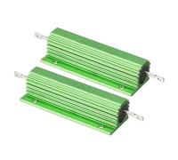 PATIKIL 100W 2 Ohm Aluminum Shell Resistor, 2 Pack Aluminum Housing Resistor Housed Case Wirewound Resistors Screw Tap Power Resistor 5% Tolerance, Green