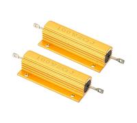PATIKIL 100W 2 Ohm Aluminum Shell Resistor, 2 Pack Aluminum Housing Resistor Housed Case Wirewound Resistors Screw Tap Power Resistor, Golden