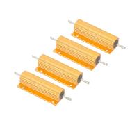 PATIKIL 100W 2 Ohm Aluminum Shell Resistor, 4 Pack Aluminum Housing Resistor Housed Case Wirewound Resistors Screw Tap Power Resistor 5% Tolerance, Golden