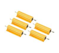 PATIKIL 100W 2 Ohm Aluminum Shell Resistor, 5 Pack Aluminum Housing Resistor Housed Case Wirewound Resistors Screw Tap Power Resistor Golden
