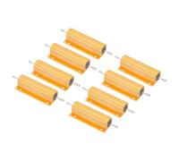 PATIKIL 100W 2 Ohm Aluminum Shell Resistor, 8 Pack Aluminum Housing Resistor Housed Case Wirewound Resistors Screw Tap Power Resistor 5% Tolerance, Golden