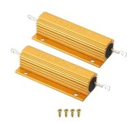 PATIKIL 100W 2K Ohm Aluminum Shell Resistor with Screws, 2 Set Aluminum Housing Resistor Housed Case Wirewound Resistors Screw Tap Power Resistor, Golden