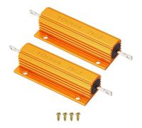 PATIKIL 100W 4.7K Ohm Aluminum Shell Resistor with Screws, 2 Set Aluminum Housing Resistor Housed Case Wirewound Resistors Screw Tap Power Resistor, Golden