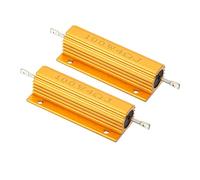PATIKIL 100W 4 Ohm Aluminum Shell Resistor, 2 Pack Aluminum Housing Resistor Housed Case Wirewound Resistors Screw Tap Power Resistor, Golden