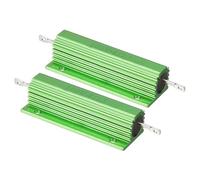 PATIKIL 100W 4 Ohm Aluminum Shell Resistor 2 Pack Aluminum Housing Resistor Housed Case Wirewound Resistors Screw Tap Power Resistor 5% Tolerance, Green
