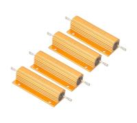 PATIKIL 100W 4 Ohm Aluminum Shell Resistor, 4 Pack Aluminum Housing Resistor Housed Case Wirewound Resistors Screw Tap Power Resistor 5% Tolerance, Golden