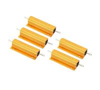 PATIKIL 100W 4 Ohm Aluminum Shell Resistor, 5 Pack Aluminum Housing Resistor Housed Case Wirewound Resistors Screw Tap Power Resistor, Golden