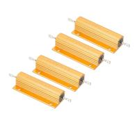 PATIKIL 100W 8 Ohm Aluminum Shell Resistor, 4 Pack Aluminum Housing Resistor Housed Case Wirewound Resistors Screw Tap Power Resistor 5% Tolerance, Golden