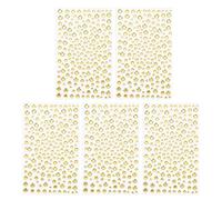 PATIKIL 1045 Pcs Acrylic Gem Sticker, 4 Size 3/4/5/6mm Self Adhesive Rhinestones Face Gem Stones Bling Jewelry for Nail Art Craft Clothes DIY Makeup Decoration Party, Light Gold