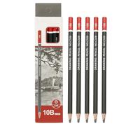 PATIKIL 10B Drawing Pencils for Sketching, 12PCS Sketch Pencils for Drawing Art Pencils Graphite Wood Pre-sharpened for Drawing Sketching Artists, 10B Pencils Black Red Rod