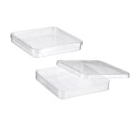 PATIKIL 10cm/3.9 Inch Plastic Petri Dishes with Lids, 2 Pack Square Culture Dish Tissue Culture Plate for Lab Science Experiments, Clear