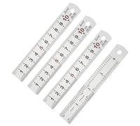 PATIKIL 10cm/4" Metal Straight Ruler, 4Pcs Stainless Steel Ruler Etching Process Inch Millimeter Graduations for Measuring Engineer Construction