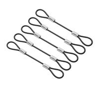 PATIKIL 10cm Safety Cable Lock, 5Pcs Stainless Steel 2mm Dia Security Wire Rope with Double Loop Double Loop for Stage Lighting Luggage Lock, Black