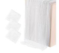 PATIKIL 10Ft Pearl Table Runner, 3Pcs Sheer Tulle Fabric Lace Tablecloth Chiffon Wedding Table Cloth for Bridal Shower Birthday Party Dessert Arch Veil Decor, White (63x120inch)