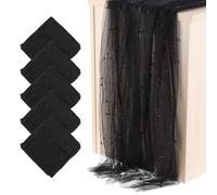 PATIKIL 10Ft Pearl Table Runner, 3Pcs Sheer Tulle Fabric Lace Tablecloth Chiffon Wedding Table Cloth for Bridal Shower Birthday Party Dessert Arch Veil Decor, Black (63x120inch)