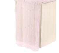 PATIKIL 10Ft Pearl Table Runner, Sheer Tulle Fabric Lace Tablecloth Chiffon Wedding Table Cloth for Bridal Shower Birthday Party Dessert Arch Veil Decor, Light Pink (63x120inch)