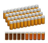 PATIKIL 10ml Amber Glass Vials, 50 Pack Small Liquid Sample Vial with Screw Caps Plastic Stoppers Leak-Proof Bottles Empty Jars