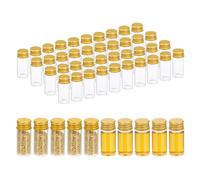 PATIKIL 10ml Clear Glass Vials, 50 Pack Small Liquid Sample Vial with Screw Caps Leak-Proof Bottles Empty Jars Powder Container for Sample, Golden