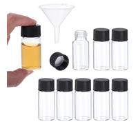 PATIKIL 10ml Clear Glass Vials, 8 Pack Sample Vials with Screw Cap Reagent Media Bottle with Funnel Leak-Proof Liquid Sample Glass Vial for Lab Laboratory