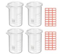 PATIKIL 10ml Glass Beaker, 4 Pack Measuring Glass Beaker Graduated Borosilicate Lab Cups Mug Low Form Heat Safe Transparent with Spout Label for Laboratory Science Kitchen Liquids